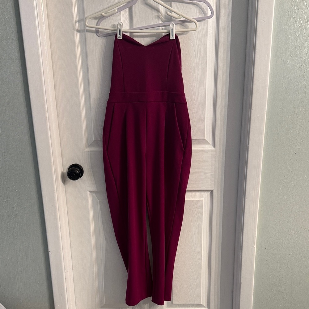 Express Burgundy Halter Jumpsuit